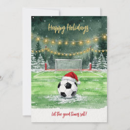 Christmas Soccer Ball Santa Hat Greeting Cards Feestdagenkaart