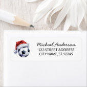 Christmas Soccer Ball Santa Return Address Etiket (Insitu)