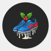 Christmas Soccer Cleats Ice Cream Drip Xmas  Ronde Sticker (Voorkant)
