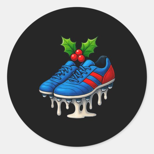 Christmas Soccer Cleats Ice Cream Drip Xmas  Ronde Sticker (Voorkant)