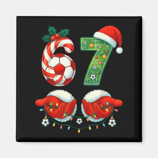 Christmas Soccer Drip Number 67 Boys Soccer Player Magneet (Voorkant)