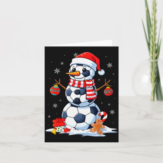 Christmas Soccer Funny Snowman Men Boys Kids  Kaart (Voorkant)