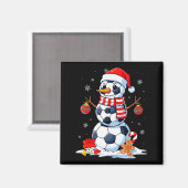 Christmas Soccer Funny Snowman Men Boys Kids  Magneet (Voorkant / Achterkant)