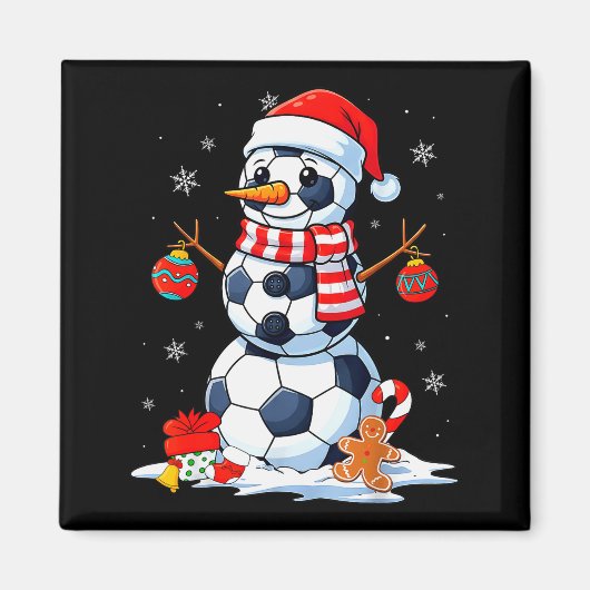 Christmas Soccer Funny Snowman Men Boys Kids  Magneet (Voorkant)