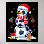 Christmas Soccer Funny Snowman Men Boys Kids Poster (Voorkant)