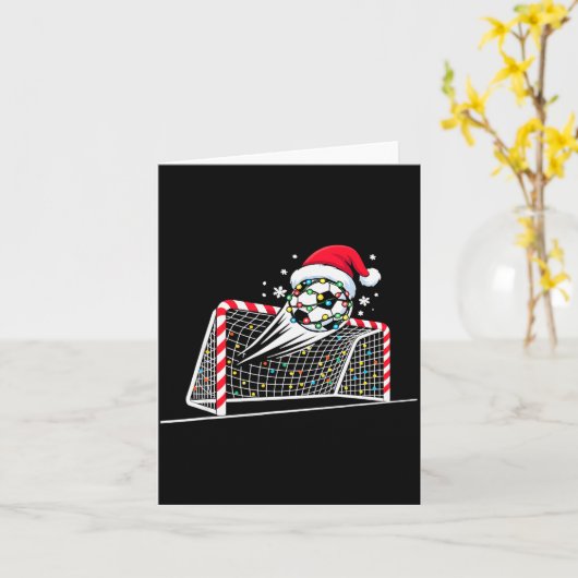 Christmas Soccer Goal Ball Lights Santa Xmas Kids  Kaart (Gele Bloem)