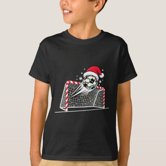 Christmas Soccer Goal Ball Lights Santa Xmas Kids  T-shirt (Voorkant)