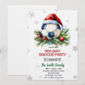Christmas soccer party invitation kaart (Voorkant / Achterkant)