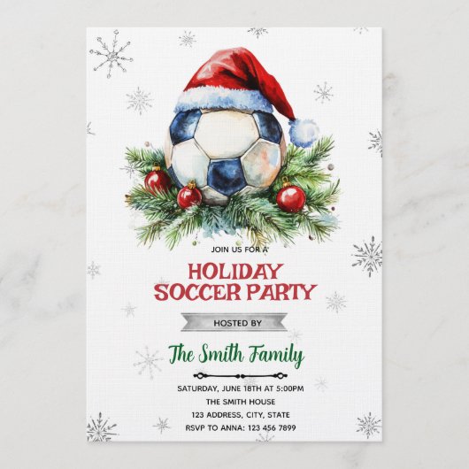 Christmas soccer party invitation kaart (Voorkant)