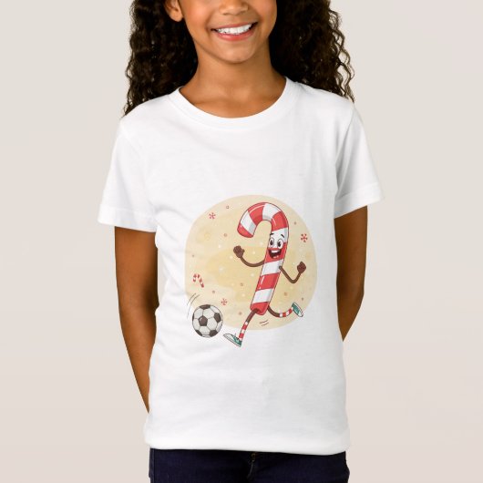Christmas Soccer Player Candy Cane T-shirt (Voorkant)