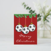 Christmas Soccer Postcard Feestdagenkaart (Staand voorkant)