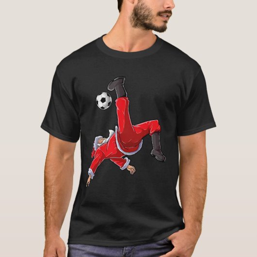 Christmas Soccer Santa Funny Bicycle Kick  T-shirt (Voorkant)