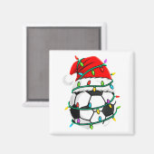 Christmas Soccer Santa Hat Lights Santa Srts Xmas Magneet (Voorkant / Achterkant)