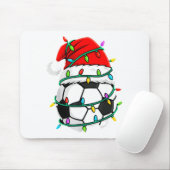 Christmas Soccer Santa Hat Lights Santa Srts Xmas  Muismat (Met muis)