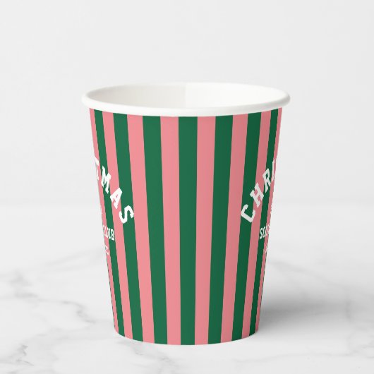 Christmas Social Club Groen Roze Snoep Strepen Papieren Bekers (Links)