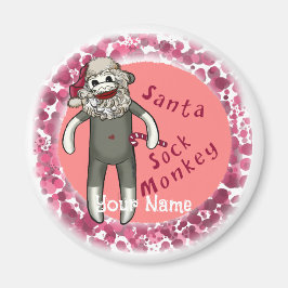 Christmas Sock Monkey Santa Magneet