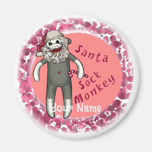 Christmas Sock Monkey Santa Magneet (Voorkant)