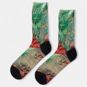 Christmas Socks Gold Writings Sokken (Links)