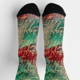 Christmas Socks Gold Writings Sokken