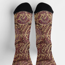 Christmas Socks Maroon Swirls Sokken