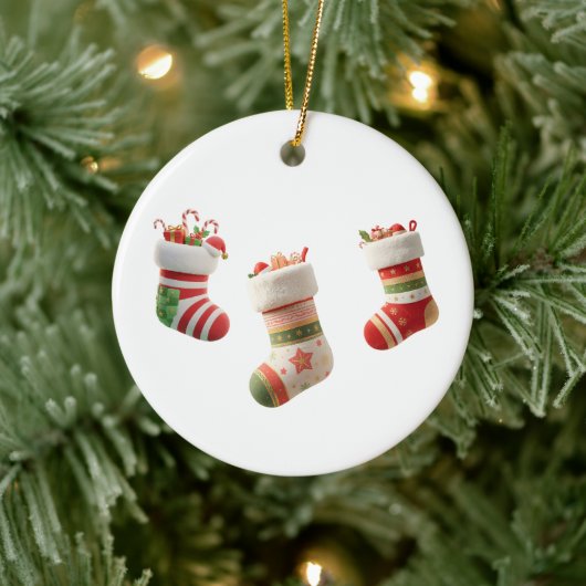 Christmas Socks Set – Cute Holiday Sock Designs Keramisch Ornament (Boom)