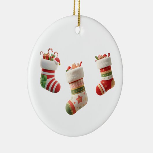 Christmas Socks Set – Cute Holiday Sock Designs Keramisch Ornament (Rechts)