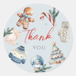 Christmas Soft Winter First Birthday Thank You Ronde Sticker