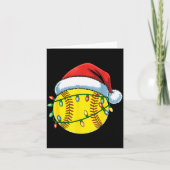Christmas Softball Ball Santa Hat Softball Xmas Li Kaart (Voorkant)