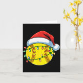 Christmas Softball Ball Santa Hat Softball Xmas Li Kaart (Gele Bloem)