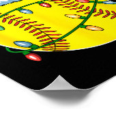 Christmas Softball Ball Santa Hat Softball Xmas Li Poster (Hoek)