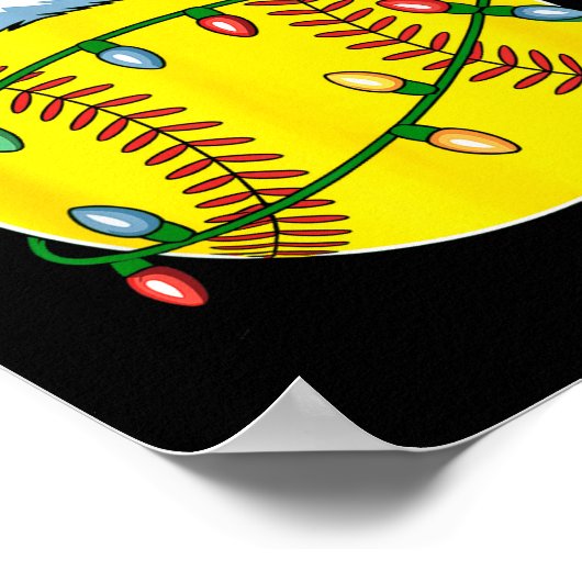 Christmas Softball Ball Santa Hat Softball Xmas Li Poster (Hoek)