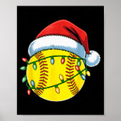 Christmas Softball Ball Santa Hat Softball Xmas Li Poster (Voorkant)