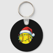 Christmas Softball Ball Santa Hat Softball Xmas Li Sleutelhanger (Voorkant)