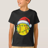 Christmas Softball Ball Santa Hat Softball Xmas Li T-shirt (Voorkant)