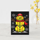 Christmas Softball Snowman Girls, Softball Christm Kaart (Gele Bloem)