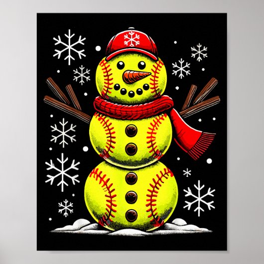 Christmas Softball Snowman Girls, Softball Christm Poster (Voorkant)