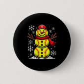 Christmas Softball Snowman Girls, Softball Christm Ronde Button 5,7 Cm (Voorkant)