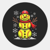 Christmas Softball Snowman Girls, Softball Christm Ronde Sticker (Voorkant)