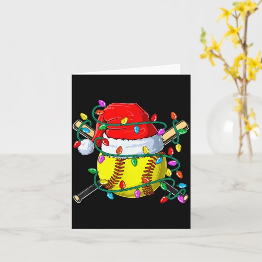 Christmas Softball Xmas Santa Srts Hat Mens Womens Kaart (Gele Bloem)