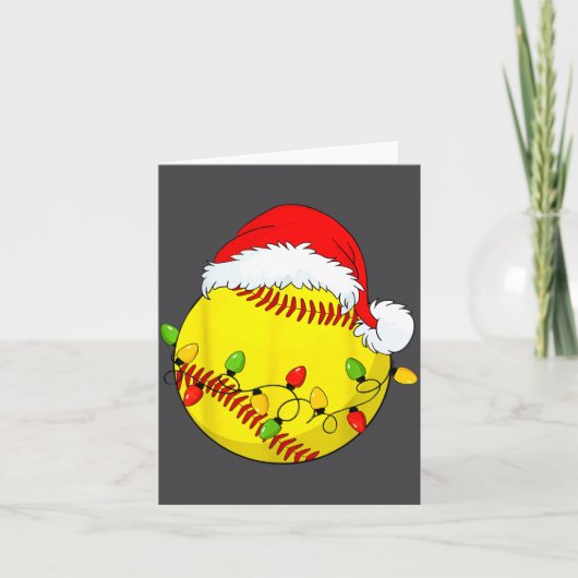 Christmas Softball Xmas Santa Srts Hat Mens Womens Kaart (Voorkant)