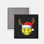 Christmas Softball Xmas Santa Srts Hat Mens Womens Magneet (Voorkant / Achterkant)