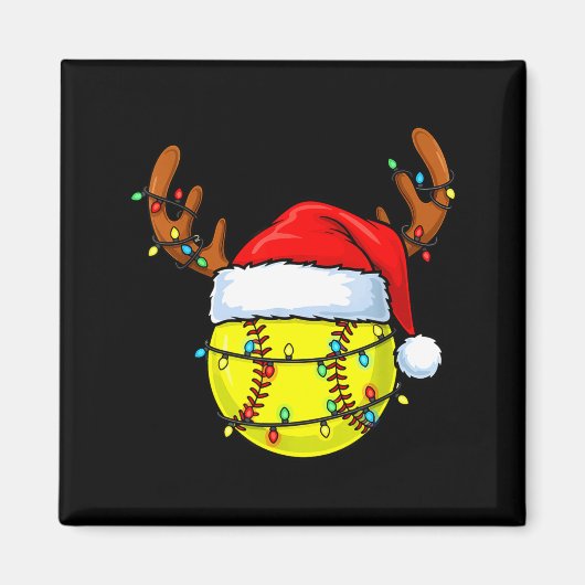 Christmas Softball Xmas Santa Srts Hat Mens Womens Magneet (Voorkant)
