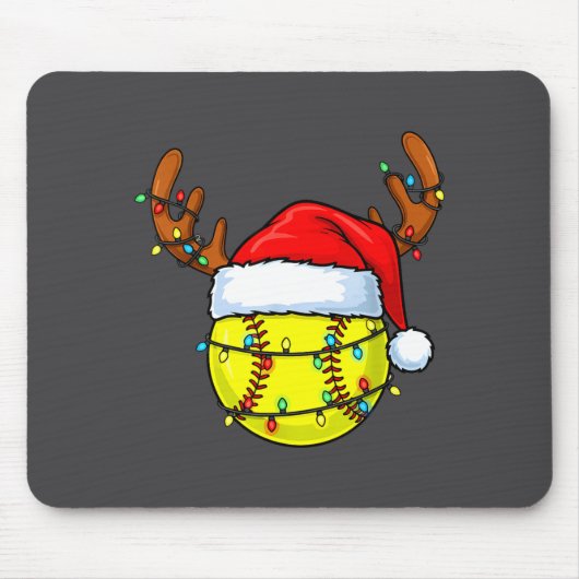 Christmas Softball Xmas Santa Srts Hat Mens Womens Muismat (Voorkant)