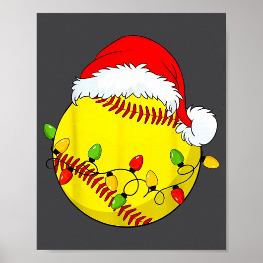 Christmas Softball Xmas Santa Srts Hat Mens Womens Poster (Voorkant)