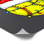 Christmas Softball Xmas Santa Srts Hat Mens Womens Poster (Hoek)