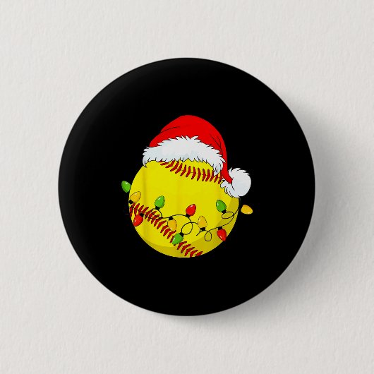 Christmas Softball Xmas Santa Srts Hat Mens Womens Ronde Button 5,7 Cm (Voorkant)