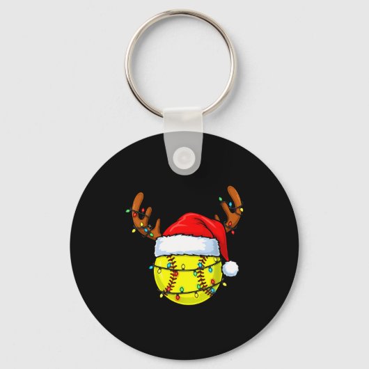 Christmas Softball Xmas Santa Srts Hat Mens Womens Sleutelhanger (Voorkant)
