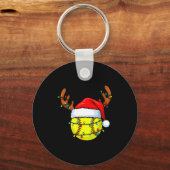 Christmas Softball Xmas Santa Srts Hat Mens Womens Sleutelhanger (Voorkant)