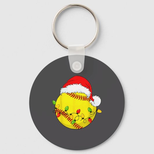 Christmas Softball Xmas Santa Srts Hat Mens Womens Sleutelhanger (Voorkant)