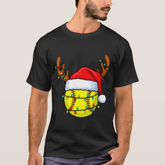 Christmas Softball Xmas Santa Srts Hat Mens Womens T-shirt (Voorkant)